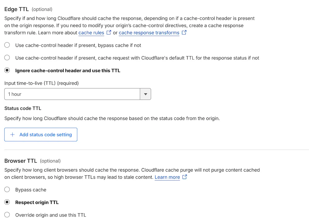 Rule settings screenshot